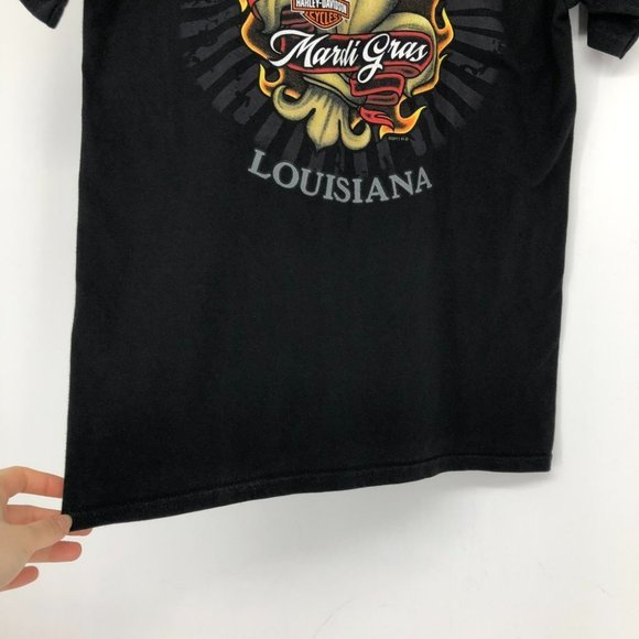 Harley Davidson Mardi Gras New Orleans Louisiana black shirt sleeve shirt - Picture 5 of 14